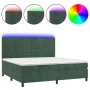 Box spring bed with mattress and LED dark green velvet 200x200cm by , Beds and slatted bases - Ref: Foro24-3136206, Price: 68...