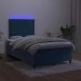 Box spring bed with mattress and LED dark blue velvet 120x200 cm by , Beds and slatted bases - Ref: Foro24-3136177, Price: 41...