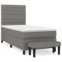 Box spring bed with dark gray fabric mattress 90x200 cm by , Beds and slatted bases - Ref: Foro24-3136646, Price: 377,14 €, D...