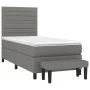 Box spring bed with dark gray fabric mattress 90x200 cm by , Beds and slatted bases - Ref: Foro24-3136646, Price: 377,14 €, D...