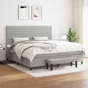 Box spring bed with light gray fabric mattress 200x200 cm by , Beds and slatted bases - Ref: Foro24-3136701, Price: 757,63 €,...
