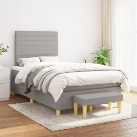 Box spring bed with light gray fabric mattress 120x200 cm by , Beds and slatted bases - Ref: Foro24-3137221, Price: 433,71 €,...