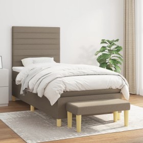 Box spring bed with taupe gray fabric mattress 90x200 cm by , Beds and slatted bases - Ref: Foro24-3137209, Price: 417,60 €, ...