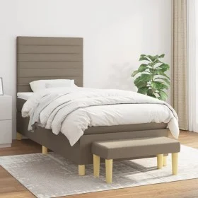 Box spring bed with taupe gray fabric mattress 90x200 cm by , Beds and slatted bases - Ref: Foro24-3137209, Price: 400,28 €, ...