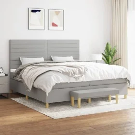 Box spring bed with light gray fabric mattress 200x200 cm by , Beds and slatted bases - Ref: Foro24-3137261, Price: 709,45 €,...