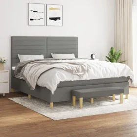 Box spring bed with dark gray fabric mattress 180x200 cm by , Beds and slatted bases - Ref: Foro24-3137254, Price: 625,72 €, ...