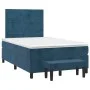 Box spring bed with dark blue velvet mattress 120x200 cm by , Beds and slatted bases - Ref: Foro24-3137897, Price: 436,52 €, ...