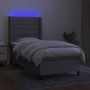 Box spring bed mattress and LED lights light gray fabric 90x200 cm by , Beds and slatted bases - Ref: Foro24-3138365, Price: ...