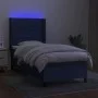Box spring bed mattress and LED lights blue fabric 90x200 cm by , Beds and slatted bases - Ref: Foro24-3138371, Price: 354,14...