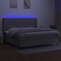Box spring bed with fabric mattress and light gray LED 200x200 cm by , Beds and slatted bases - Ref: Foro24-3138421, Price: 7...