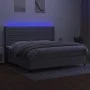 Box spring bed with fabric mattress and light gray LED 200x200 cm by , Beds and slatted bases - Ref: Foro24-3138421, Price: 6...