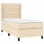 Box spring bed mattress and LED lights cream fabric 100x200 cm by , Beds and slatted bases - Ref: Foro24-3138378, Price: 364,...