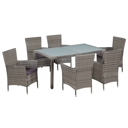 7-piece garden dining set and gray synthetic rattan cushions by vidaXL, Garden sets - Ref: Foro24-44071, Price: 526,12 €, Dis...