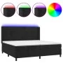 Box spring bed with mattress and LED black velvet 200x200 cm by , Beds and slatted bases - Ref: Foro24-3139645, Price: 630,86...