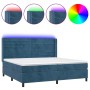 Box spring bed with mattress and LED dark blue velvet 200x200 cm by , Beds and slatted bases - Ref: Foro24-3139647, Price: 66...
