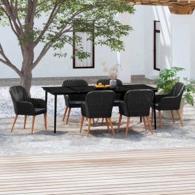 Juego de comedor de jardín 7 piezas con cojines negro en Conjuntos de jardín | Comprar online en Foro24