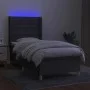 Box spring bed mattress and LED lights dark gray fabric 90x190 cm by , Beds and slatted bases - Ref: Foro24-3138918, Price: 3...