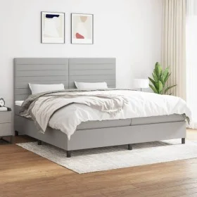 Box spring bed with light gray fabric mattress 200x200 cm by , Beds and slatted bases - Ref: Foro24-3141881, Price: 671,38 €,...