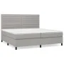 Box spring bed with light gray fabric mattress 200x200 cm by , Beds and slatted bases - Ref: Foro24-3141881, Price: 671,38 €,...