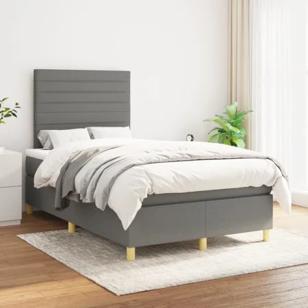 Box spring bed with dark gray fabric mattress 120x200 cm by , Beds and slatted bases - Ref: Foro24-3142402, Price: 395,04 €, ...