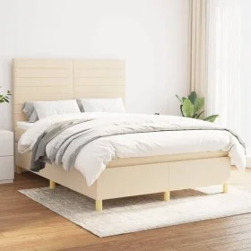 Box spring bed with cream fabric mattress 140x190 cm by , Beds and slatted bases - Ref: Foro24-3142414, Price: 495,47 €, Disc...