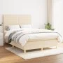 Box spring bed with cream fabric mattress 140x190 cm by , Beds and slatted bases - Ref: Foro24-3142414, Price: 495,47 €, Disc...