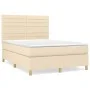 Box spring bed with cream fabric mattress 140x190 cm by , Beds and slatted bases - Ref: Foro24-3142414, Price: 495,47 €, Disc...