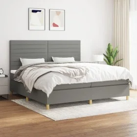 Box spring bed with dark gray fabric mattress 200x200 cm by , Beds and slatted bases - Ref: Foro24-3142442, Price: 633,24 €, ...