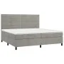 Box spring bed with light gray velvet mattress 200x200 cm by , Beds and slatted bases - Ref: Foro24-3143103, Price: 579,02 €,...