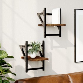 Wall shelves with bars 2 pcs smoked oak 20x25x30 cm by , Shelves and shelves - Ref: Foro24-836230, Price: 16,19 €, Discount: %