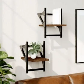 Estantes de pared con barras 2 uds marrón roble 20x25x30 cm de , Estantes y estanterías - Ref: Foro24-836232, Precio: 13,66 €...