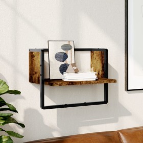 Estantes de pared con barra roble ahumado 40x25x30 cm de , Estantes y estanterías - Ref: Foro24-836285, Precio: 17,10 €, Desc...
