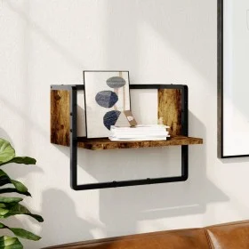 Estantes de pared con barra roble ahumado 40x25x30 cm de , Estantes y estanterías - Ref: Foro24-836285, Precio: 16,87 €, Desc...