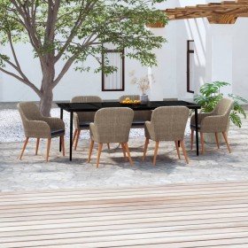 Juego de comedor para jardín 7 piezas con cojines marrón Juego de comedor para jardín 7 piezas con cojines marrón
