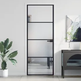 Puerta interior delgada negra vidrio y aluminio 76x201,5 cm de , Puertas para el hogar - Ref: Foro24-155116, Precio: 188,17 €...