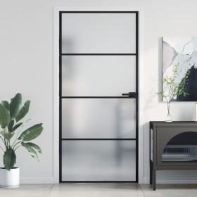 Slim black glass and aluminum interior door 93x201.5 cm by , Doors for the home - Ref: Foro24-155121, Price: 205,00 €, Discou...