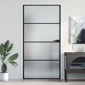 Slim black glass and aluminum interior door 102.5x201.5 cm by , Doors for the home - Ref: Foro24-155123, Price: 178,62 €, Dis...