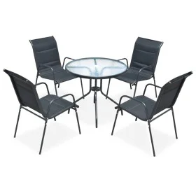5-teiliges Garten-Esszimmerset aus schwarzem Stahl von vidaXL, Gartensets - Ref: Foro24-43318, Preis: 191,87 €, Rabatt: %