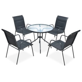 Juego de comedor de jardín 5 piezas de acero negro de vidaXL, Conjuntos de jardín - Ref: Foro24-43318, Precio: 195,06 €, Desc...