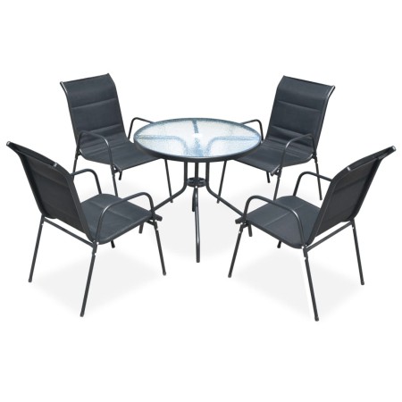 Juego de comedor de jardín 5 piezas de acero negro de vidaXL, Conjuntos de jardín - Ref: Foro24-43318, Precio: 194,97 €
