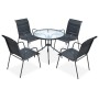 5-teiliges Garten-Esszimmerset aus schwarzem Stahl von vidaXL, Gartensets - Ref: Foro24-43318, Preis: 195,06 €, Rabatt: %