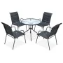 Juego de comedor de jardín 5 piezas de acero negro de vidaXL, Conjuntos de jardín - Ref: Foro24-43318, Precio: 191,87 €, Desc...