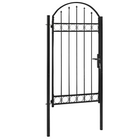 Puerta de jardín con arco superior 100x250 cm acero negro