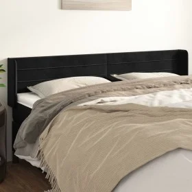 Kopfteil aus schwarzem Samt, 203 x 16 x 78/88 cm von , Kopf- und Fußteile - Ref: Foro24-3118976, Preis: 63,03 €, Rabatt: %