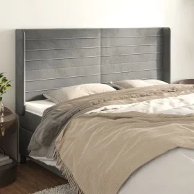 Headboard with light gray velvet ears 203x16x118/128 cm by , Headboards and footboards - Ref: Foro24-3119786, Price: 102,54 €...