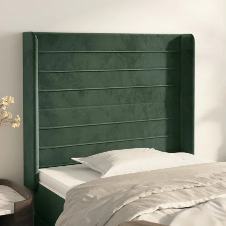 Headboard with dark green velvet ears 93x16x118/128 cm by , Headboards and footboards - Ref: Foro24-3119759, Price: 84,65 €, ...