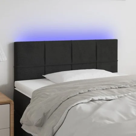Cabecero con LED de terciopelo negro 90x5x78/88 cm de , Cabeceros y pies de cama - Ref: Foro24-3121650, Precio: 47,47 €, Desc...