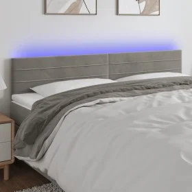 Hellgraues Samtkopfteil mit LED 200x5x78/88 cm von , Kopf- und Fußteile - Ref: Foro24-3121818, Preis: 55,99 €, Rabatt: %