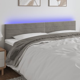 Light gray velvet headboard with LED 200x5x78/88 cm by , Headboards and footboards - Ref: Foro24-3121818, Price: 56,68 €, Dis...