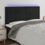 Cabecero con luces LED terciopelo negro 200x5x118/128 cm de , Cabeceros y pies de cama - Ref: Foro24-3122632, Precio: 102,52 ...